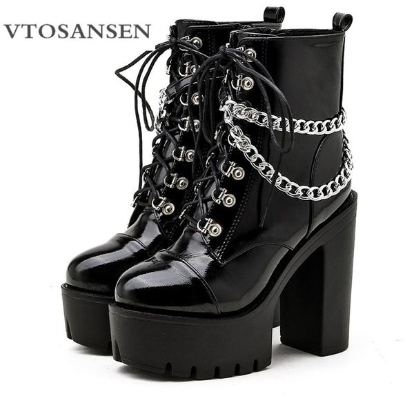 boots black gothic women shoes autumn ladies ankle high heels chain punk style patent leather for party zipper
boots black gothic women shoes autumn ladies ankle high heels chain punk style patent leather for party zipper