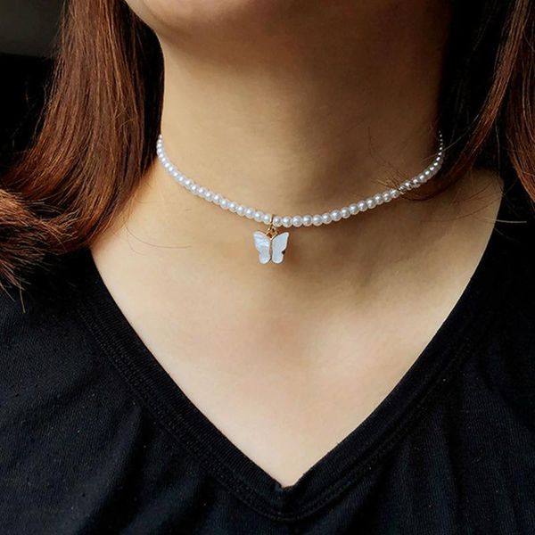 chains simple pearl butterfly choker necklace women fashion beads stand of girl for party gift travel trendy jewelry, Silver
chains simple pearl butterfly choker necklace women fashion beads stand of girl for party gift travel trendy jewelry, Silver