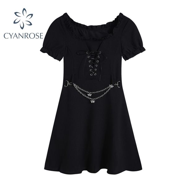 slim black dress with chain women short sleeve summer gothic party club bar streetwear crop dresses y2k ins vestidos mujer 210515, Black;gray
slim black dress with chain women short sleeve summer gothic party club bar streetwear crop dresses y2k ins vestidos mujer 210515, Black;gray