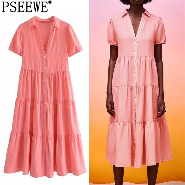 long dress women ruffle summer woman es ruched short puff sleeve midi shirt button casual es 210519, Black;gray
long dress women ruffle summer woman es ruched short puff sleeve midi shirt button casual es 210519, Black;gray