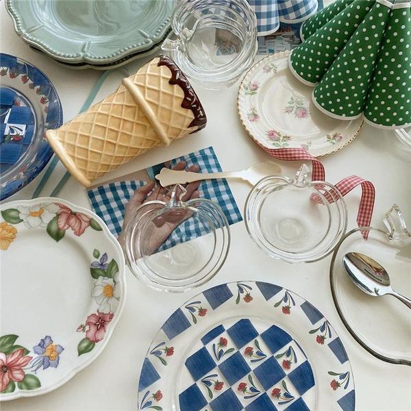 korean ins flower glass plate vintage medium antique blue cake dessert dinner plates dishes &
korean ins flower glass plate vintage medium antique blue cake dessert dinner plates dishes &