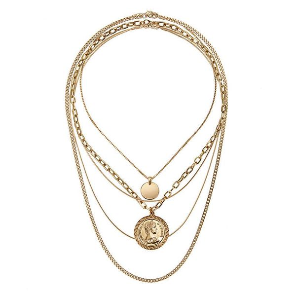 chokers rongho design multi layers metal human head necklace gold coin circle pendant vintage chains, Golden;silver
chokers rongho design multi layers metal human head necklace gold coin circle pendant vintage chains, Golden;silver