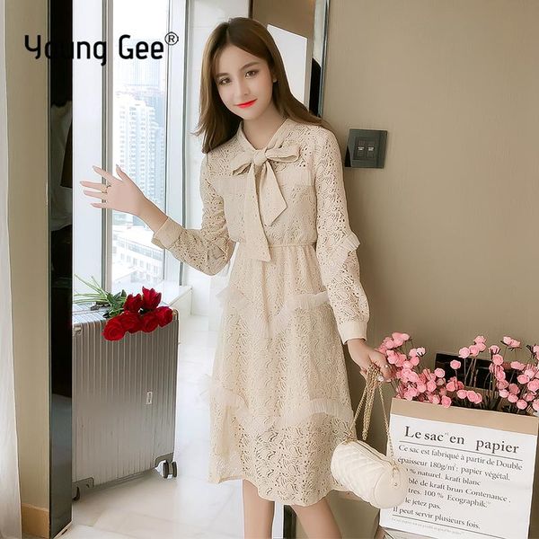 casual dresses young gee women long sleeve lace dress big size s-xxl elegant lady bow neck ruffles floral party black 4 colors vestidos, Black;gray
casual dresses young gee women long sleeve lace dress big size s-xxl elegant lady bow neck ruffles floral party black 4 colors vestidos, Black;gray