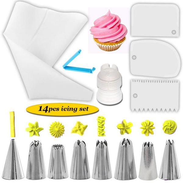baking & pastry tools 14pcs/ set silicone icing piping cream bag stainless steel nozzle tips converter diy cake decorating
baking & pastry tools 14pcs/ set silicone icing piping cream bag stainless steel nozzle tips converter diy cake decorating