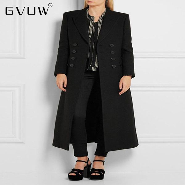 women's wool & blends gvuw autumn winter fashion simple double row button over the knee long slim skirt woolen overcoat erkek mont kaba, Black
women's wool & blends gvuw autumn winter fashion simple double row button over the knee long slim skirt woolen overcoat erkek mont kaba, Black