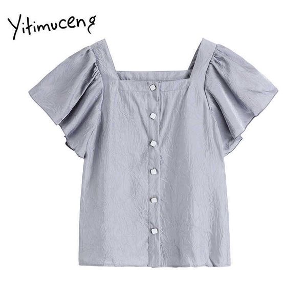 yitimuceng blue blouse women button up shirts flying sleeve square collar solid clothes summer fashion chiffon 210601, White
yitimuceng blue blouse women button up shirts flying sleeve square collar solid clothes summer fashion chiffon 210601, White