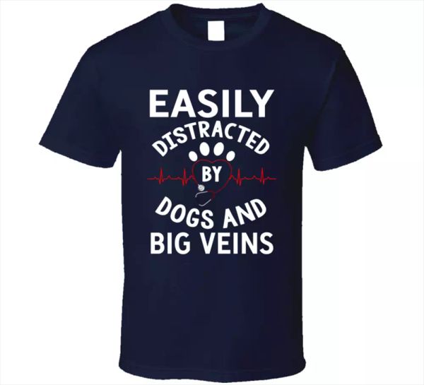 easily distracted by dogs and big veins tees cute funny men's t shirt new, White;black
easily distracted by dogs and big veins tees cute funny men's t shirt new, White;black