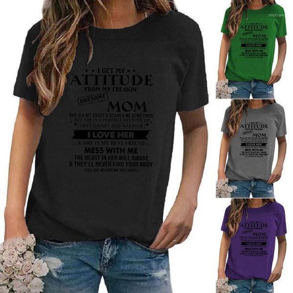 women's casual t-shirt funny print letter o-neck up blouses short sleeves to female clothings for summer, White
women's casual t-shirt funny print letter o-neck up blouses short sleeves to female clothings for summer, White