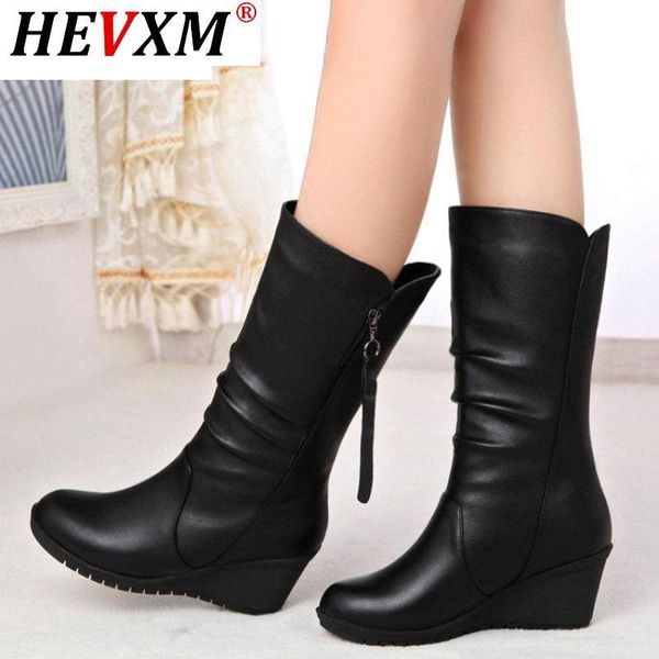 autumn fashion boots wedges round head large size european and american women's shoes winter fringe 42, Black