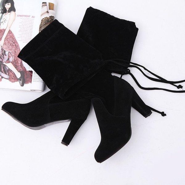 boots autumn and winter women's high-heeled knee elastic burst section suede thick with have large size 34-43, Black
boots autumn and winter women's high-heeled knee elastic burst section suede thick with have large size 34-43, Black