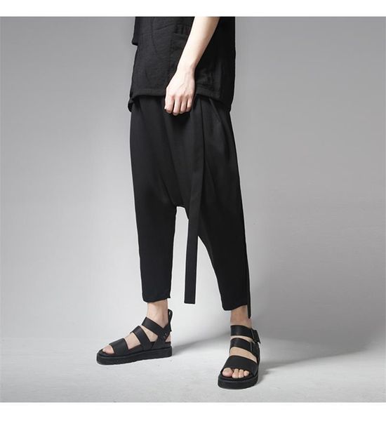 men's pants spring and summer solid color elastic waist ribbon splice flying squirrel low-grade harun leisure nine points, Black
men's pants spring and summer solid color elastic waist ribbon splice flying squirrel low-grade harun leisure nine points, Black