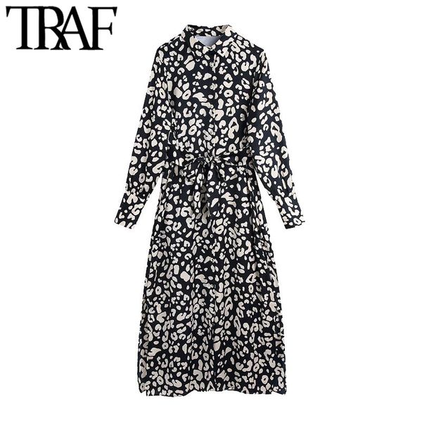 traf women chic fashion with belt animal print midi dress vintage long sleeve side vents hem female dresses vestidos 210415, Black;gray
traf women chic fashion with belt animal print midi dress vintage long sleeve side vents hem female dresses vestidos 210415, Black;gray