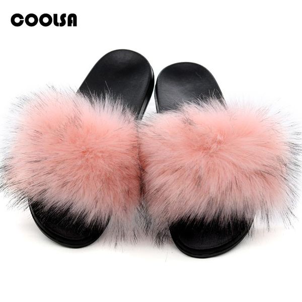 fashion faux fur slippers women flip flops flat fluffy plush slides fake raccoon sandals female home woman shoe, Black 
fashion faux fur slippers women flip flops flat fluffy plush slides fake raccoon sandals female home woman shoe, Black