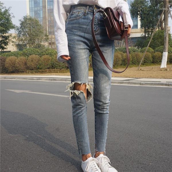 fashion hole women casual destroyed torn jeans high waist pencil pants slim denim trousers1, Blue
fashion hole women casual destroyed torn jeans high waist pencil pants slim denim trousers1, Blue