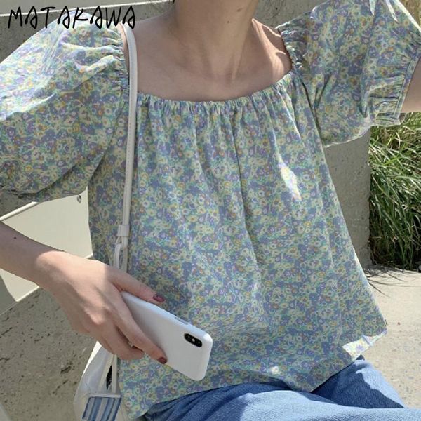 women's blouses & shirts matakawa sweet thin square collar womens and summer loose shirt bubble sleeve small floral blusas women, White
women's blouses & shirts matakawa sweet thin square collar womens and summer loose shirt bubble sleeve small floral blusas women, White