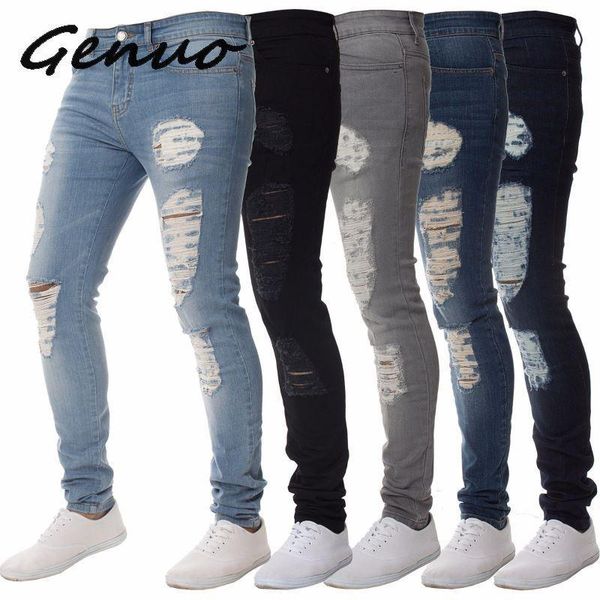 genuo mens casual skinny jeans pants men solid black ripped beggar with knee hole for youth men's, Blue
genuo mens casual skinny jeans pants men solid black ripped beggar with knee hole for youth men's, Blue