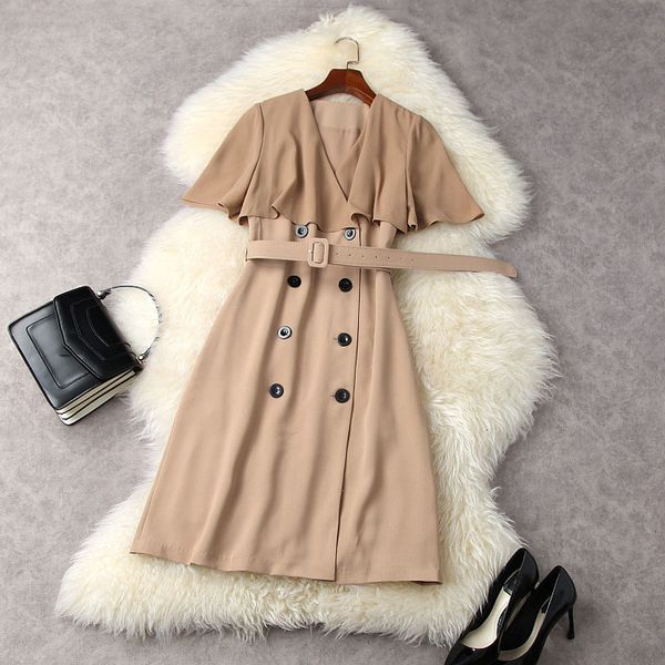 casual dresses summer short sleeve v neck khaki / black color chiffon panelled belted double-breasted dress elegant 21a062059 exi0, Black;gray
casual dresses summer short sleeve v neck khaki / black color chiffon panelled belted double-breasted dress elegant 21a062059 exi0, Black;gray