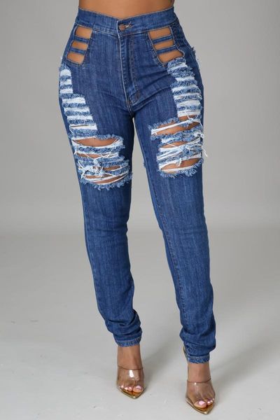 women's jeans plus size spring and summer fashion personality trend frayed elastic hole pencil pants foot trousers women, Blue
women's jeans plus size spring and summer fashion personality trend frayed elastic hole pencil pants foot trousers women, Blue