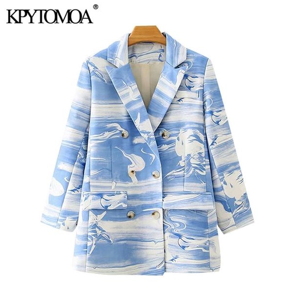 women fashion double breasted printed blazer coat vintage long sleeve pockets female outerwear chic 210421, White;black
women fashion double breasted printed blazer coat vintage long sleeve pockets female outerwear chic 210421, White;black
