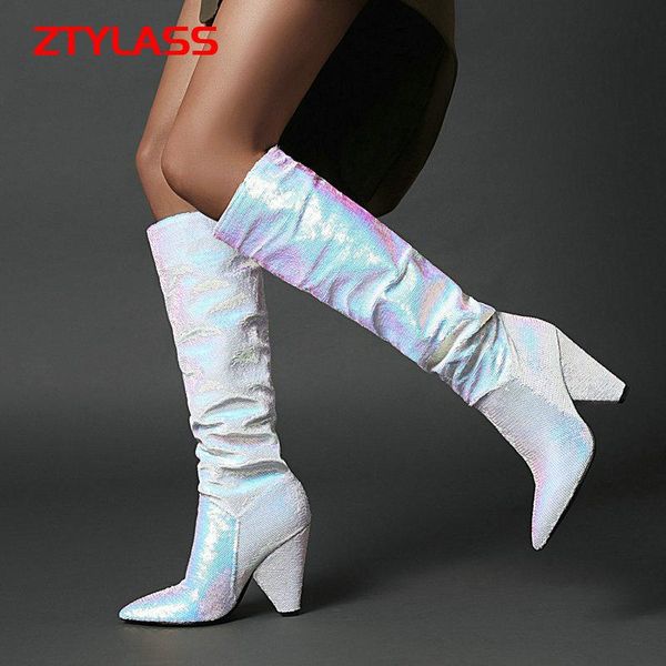 boots pleated women sequined cloth knee high fashion wedges heel long female pointed toe autumn winter shoes woman, Black
boots pleated women sequined cloth knee high fashion wedges heel long female pointed toe autumn winter shoes woman, Black