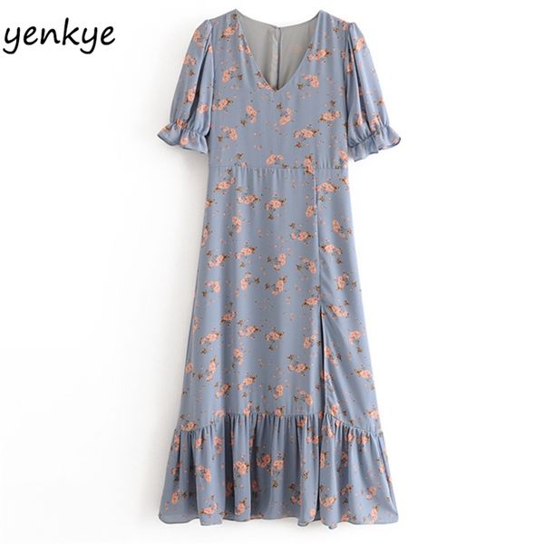 vintage prairie chic floral print dress women short sleeve v neck slits a-line long female summer chiffon robe 210514, Black;gray
vintage prairie chic floral print dress women short sleeve v neck slits a-line long female summer chiffon robe 210514, Black;gray