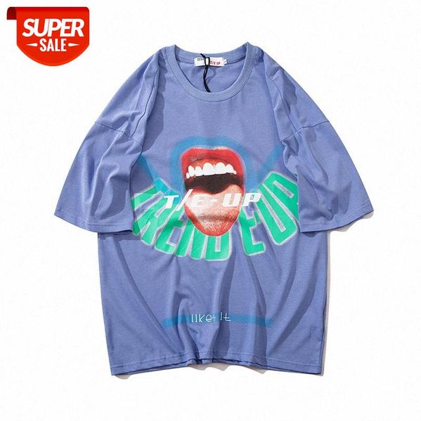 european and american high street simple trendy brand printed t-shirt oversize loose lips short-sleeved tee #jh5t, White;black
european and american high street simple trendy brand printed t-shirt oversize loose lips short-sleeved tee #jh5t, White;black