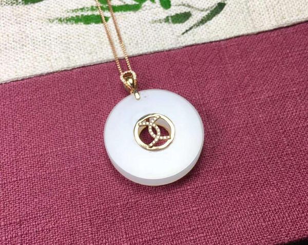 lockets 18k gold inlaid hetian white jade safety buckle pendantj25#, Silver