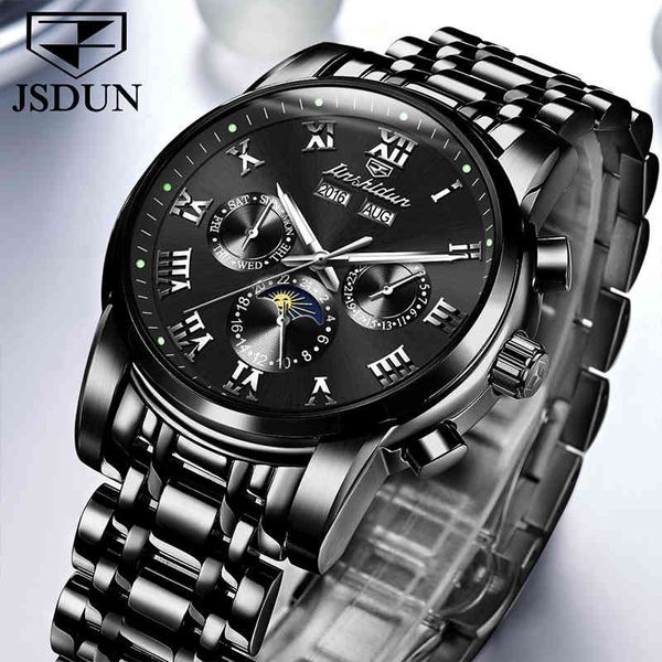 jsdun luxury black dial men's watch waterproof stainless steel sapphire automatic mechanical watches clock montre homme, Slivery;brown
jsdun luxury black dial men's watch waterproof stainless steel sapphire automatic mechanical watches clock montre homme, Slivery;brown