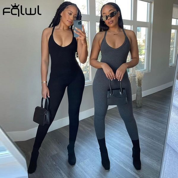 fqlwl summer streetwear one piece outfit jumpsuits women romper backless ribbed sleeveless black gray bodycon jumpsuit female, Black;white
fqlwl summer streetwear one piece outfit jumpsuits women romper backless ribbed sleeveless black gray bodycon jumpsuit female, Black;white