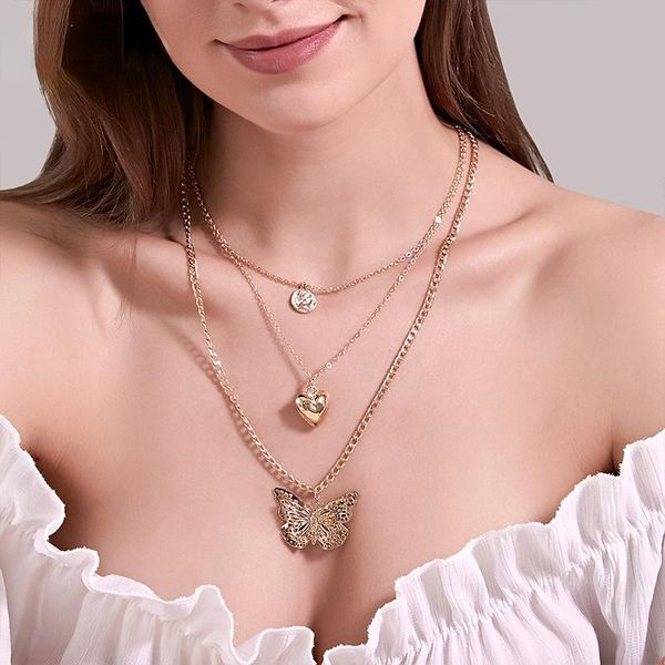 pendant necklaces fashion multilayer love hollow butterfly necklace for women exaggerated trend sweater chain choker jewelry, Silver
pendant necklaces fashion multilayer love hollow butterfly necklace for women exaggerated trend sweater chain choker jewelry, Silver