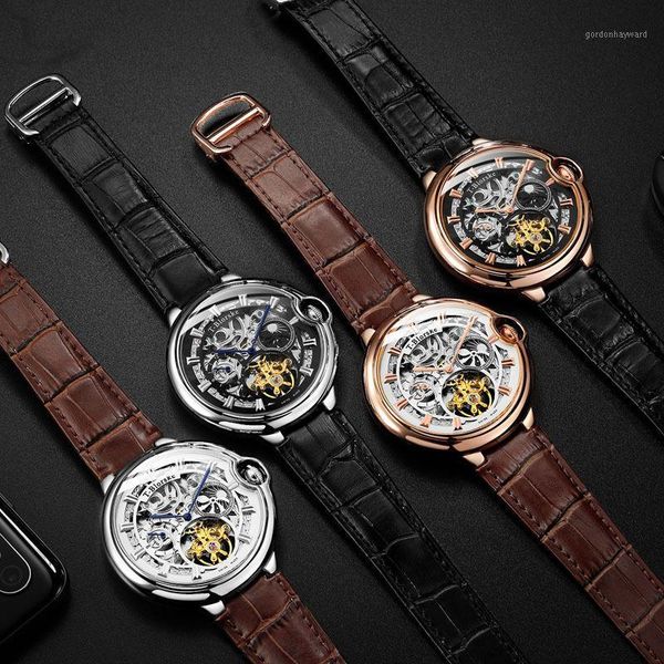 men luxury automatic mechanical watch 316l stainless steel case handmade genuine leather belt sports wrist watches male gift wristwatches, Slivery;brown
men luxury automatic mechanical watch 316l stainless steel case handmade genuine leather belt sports wrist watches male gift wristwatches, Slivery;brown