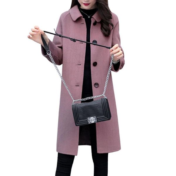 women's wool & blends women coat spring autumn long woolen single breasted solid slim elegant female winter coats jacket outerwear, Black
women's wool & blends women coat spring autumn long woolen single breasted solid slim elegant female winter coats jacket outerwear, Black