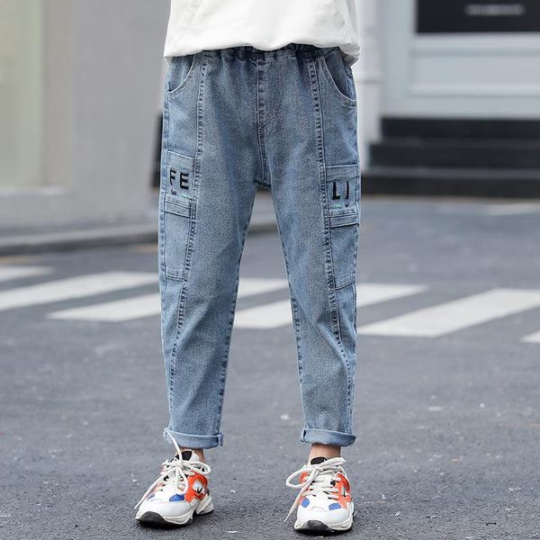 jeans boy children's spring autumn letter patchwork casual loose denim trousers elastic waist pants kids clothes for boys, Blue
jeans boy children's spring autumn letter patchwork casual loose denim trousers elastic waist pants kids clothes for boys, Blue
