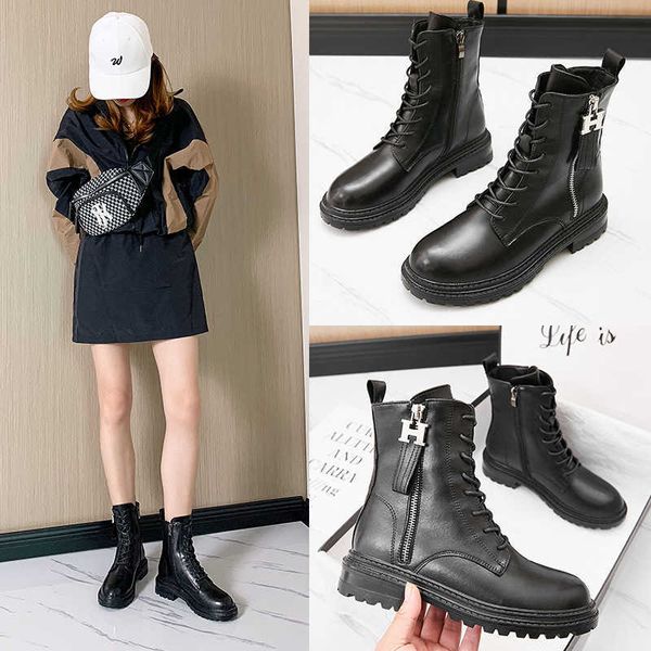 2021 spring / winter leather martin boots women's thick soled black short round head side zipper english psh
2021 spring / winter leather martin boots women's thick soled black short round head side zipper english psh