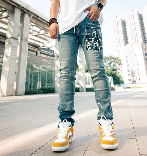 american high street brand off oil painting print washed blue man pants streetwear slim mens jeans trousers mens clothing
american high street brand off oil painting print washed blue man pants streetwear slim mens jeans trousers mens clothing