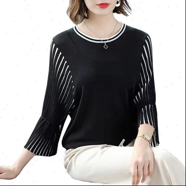 spring knit loose casual women sweaters korean pullover thin black stripes summer fashion, White;black
spring knit loose casual women sweaters korean pullover thin black stripes summer fashion, White;black