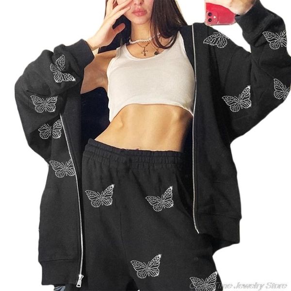 women's jackets women zip up drawstring hoodie jacket harajuku butterfly diamond hip hop sweatshirt coat long sleeve oversized outwear, Black;brown
women's jackets women zip up drawstring hoodie jacket harajuku butterfly diamond hip hop sweatshirt coat long sleeve oversized outwear, Black;brown