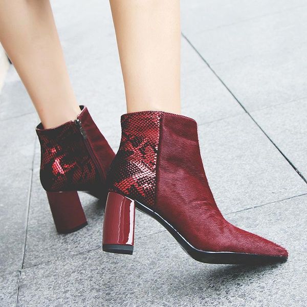 boots bottes femme ankle women's winter high heel shoes horse hair zapatos mujer size 43, Black
boots bottes femme ankle women's winter high heel shoes horse hair zapatos mujer size 43, Black
