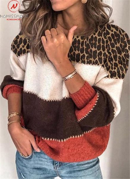 women soft warm sweaters color matching design o-neck long sleeve leopard print winter casual loose pullovers knitted women's, White;black
women soft warm sweaters color matching design o-neck long sleeve leopard print winter casual loose pullovers knitted women's, White;black