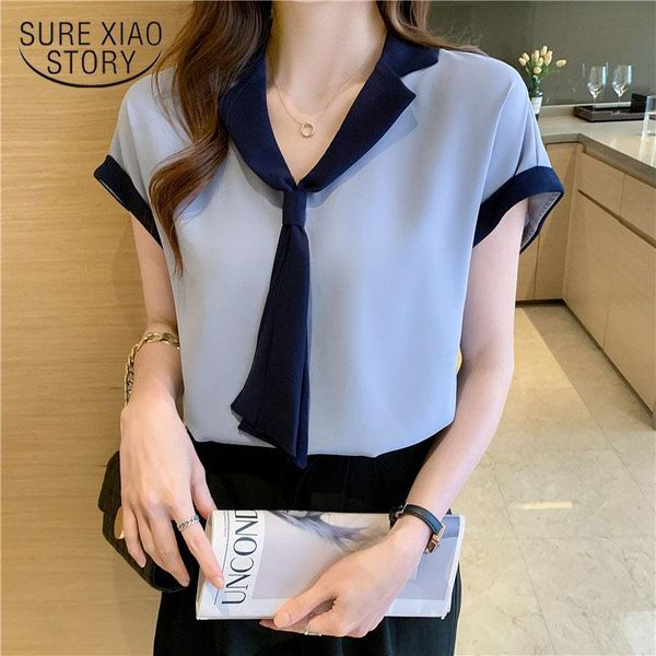 women's blouses & shirts office lady blue blouse fashion tie shirt women loose short sleeve chiffon ol style v-neck solid korean cloth, White
women's blouses & shirts office lady blue blouse fashion tie shirt women loose short sleeve chiffon ol style v-neck solid korean cloth, White