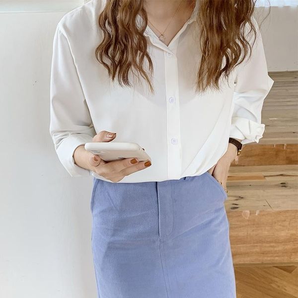 women's blouses & shirts autumn shirt female blouse turn-down collar ol style women loose blusas, White
women's blouses & shirts autumn shirt female blouse turn-down collar ol style women loose blusas, White