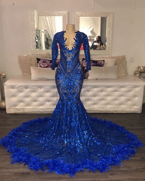 african long sleeve mermaid prom dresses 2022 v-neck royal blue glitter sequined black girls feather evening party gowns pageant dress
african long sleeve mermaid prom dresses 2022 v-neck royal blue glitter sequined black girls feather evening party gowns pageant dress