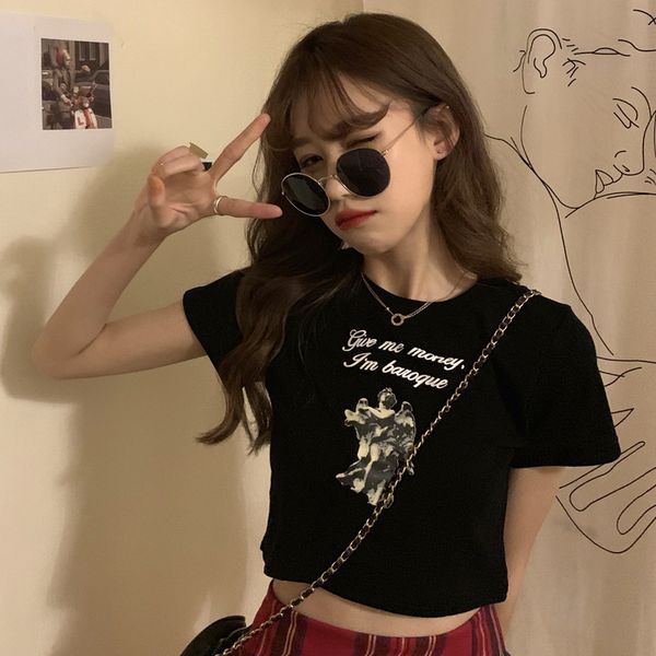 t-shirt women's 2021 summer new korean printed bm style open navel short sleeve t-shirt fashion, White
t-shirt women's 2021 summer new korean printed bm style open navel short sleeve t-shirt fashion, White