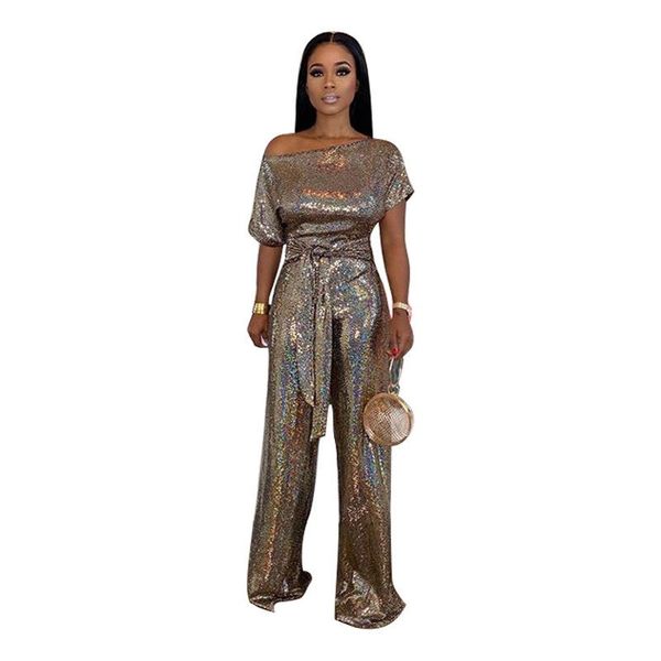 women's jumpsuits & rompers 2021 fashion shiny lady party sequined skew collar short sleeve wide leg pants lace-up overall, Black;white
women's jumpsuits & rompers 2021 fashion shiny lady party sequined skew collar short sleeve wide leg pants lace-up overall, Black;white