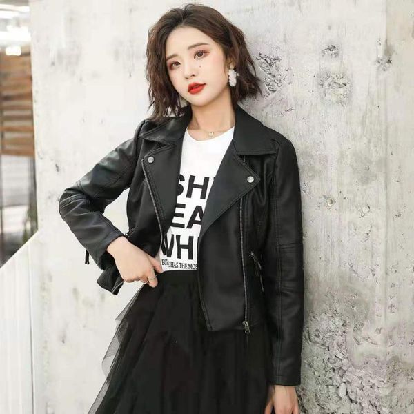 women's leather & faux 2021 spring autumn women pu motorcycle jacket female solid color jackets ladies loose casual plus size outerwear, Black
women's leather & faux 2021 spring autumn women pu motorcycle jacket female solid color jackets ladies loose casual plus size outerwear, Black