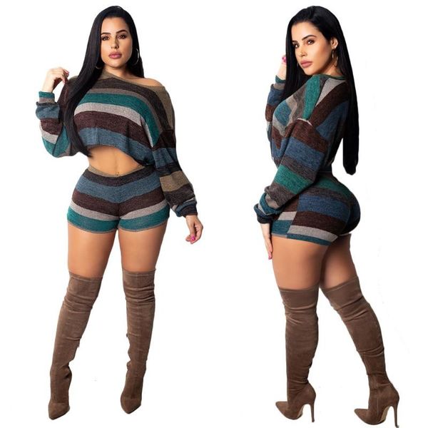 women's two piece pants women knitted set short crop shorts suits autumn outfits casual stripe sweater 2 pcs matching sets, White
women's two piece pants women knitted set short crop shorts suits autumn outfits casual stripe sweater 2 pcs matching sets, White