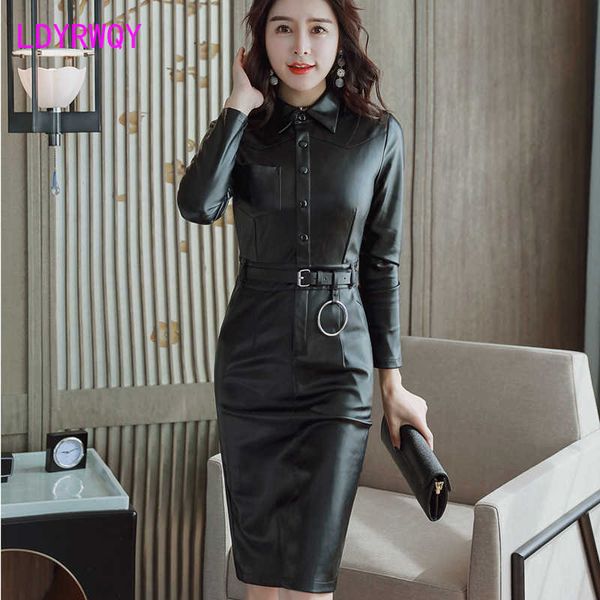 autumn women's fashion temperament lapel single-breasted slim pu leather long-sleeved dress turn-down collar 210603, Black;gray
autumn women's fashion temperament lapel single-breasted slim pu leather long-sleeved dress turn-down collar 210603, Black;gray