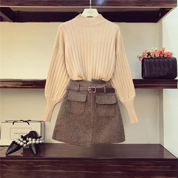 two piece dress knit solid long sleeve turtleneck jumper sweaters +tweed plaid high waist mini skirts women fashion office work autumn s, White
two piece dress knit solid long sleeve turtleneck jumper sweaters +tweed plaid high waist mini skirts women fashion office work autumn s, White