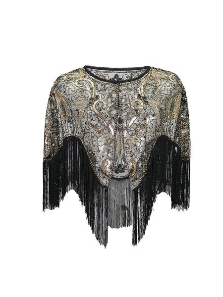 wraps & jackets 1920s gatsby premium sequin embroidered shawl with abstract floral design and tassels wedding capelet, White
wraps & jackets 1920s gatsby premium sequin embroidered shawl with abstract floral design and tassels wedding capelet, White