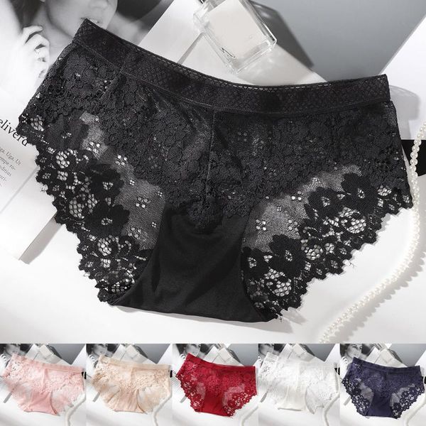women's panties cotton underwear comfort underpants floral lace briefs for woman knickers low-rise pantys intimates, Black;pink